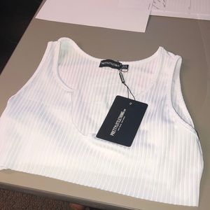 White Ribbed Crop Top